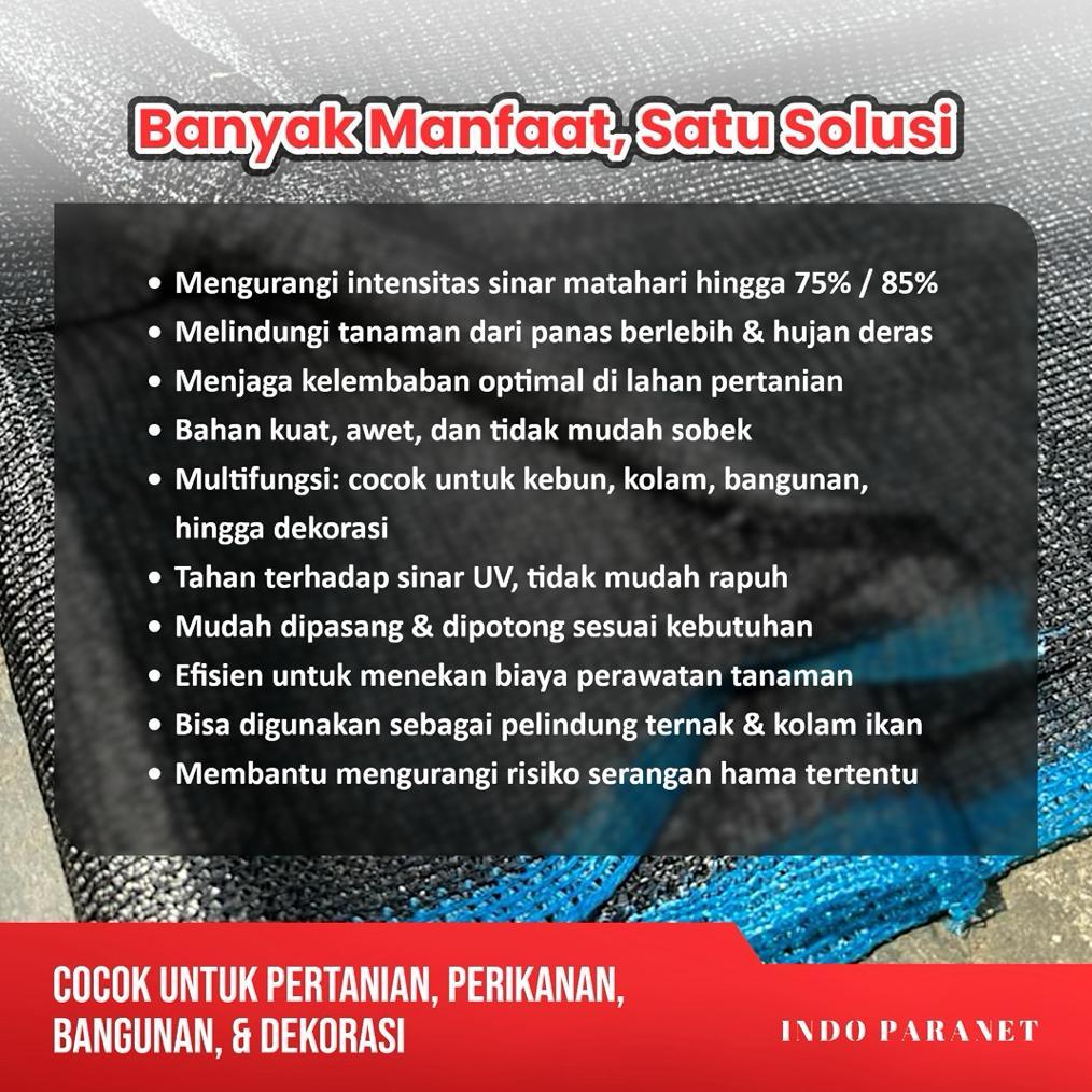 Indoparanet | Paranet 75% Lebar 3 Meter X 50 Meter Panjang 1 Roll / Shading Net Jaring Grade A Merek