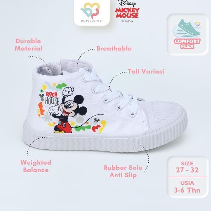 COD Balmoral Kids Sepatu High Sneakers Disney Usia 4 - 6,5 Tahun MN/MC-MKH03/04