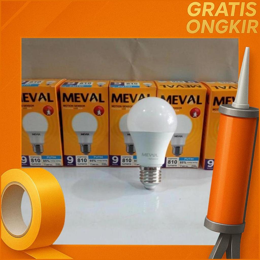 Motion Sensor Meval 9 Watt/Lampu Led Sensor Gerak Meval 9 Watt