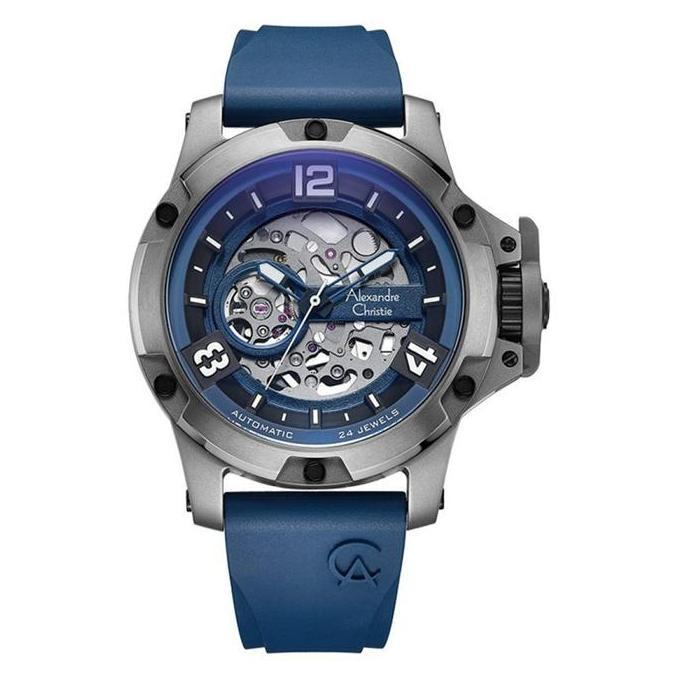 Jam Tangan Pria Cowok Alexandre Christie Titanium Automatic AC 6295 Strap Rubber watches Stainless