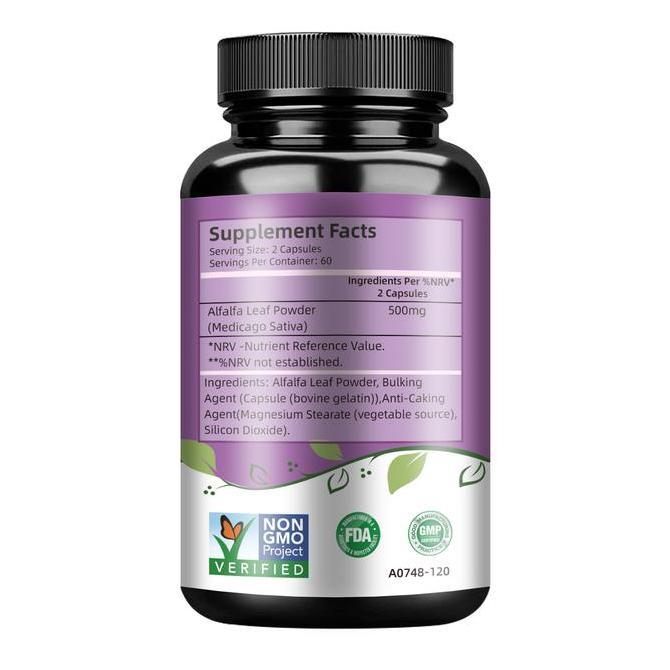 Pslalae-Kapsul Vegetarian Alfalfa-Suplemen Vitamin, Mineral, Dan Klorofil Yang Dibutuhkan-Suplemen A