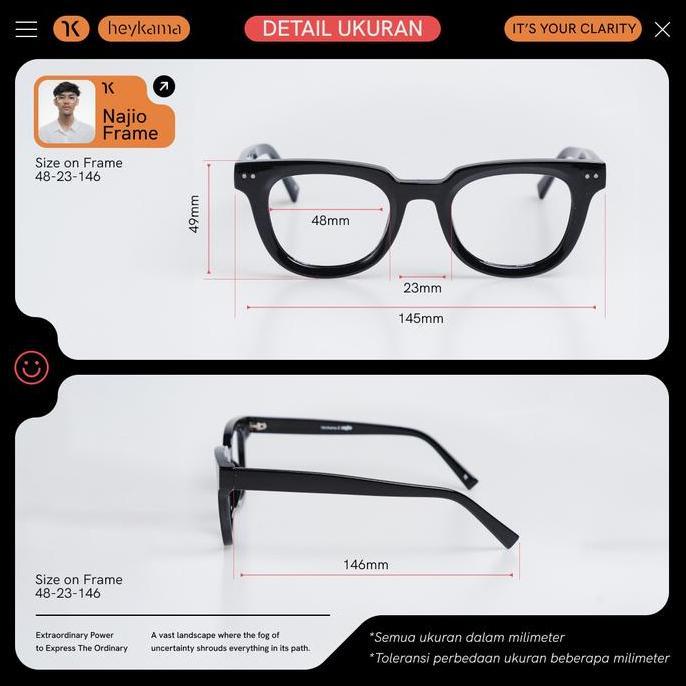 heykama - Bundling Frame Kacamata Najio + Lensa Blueray