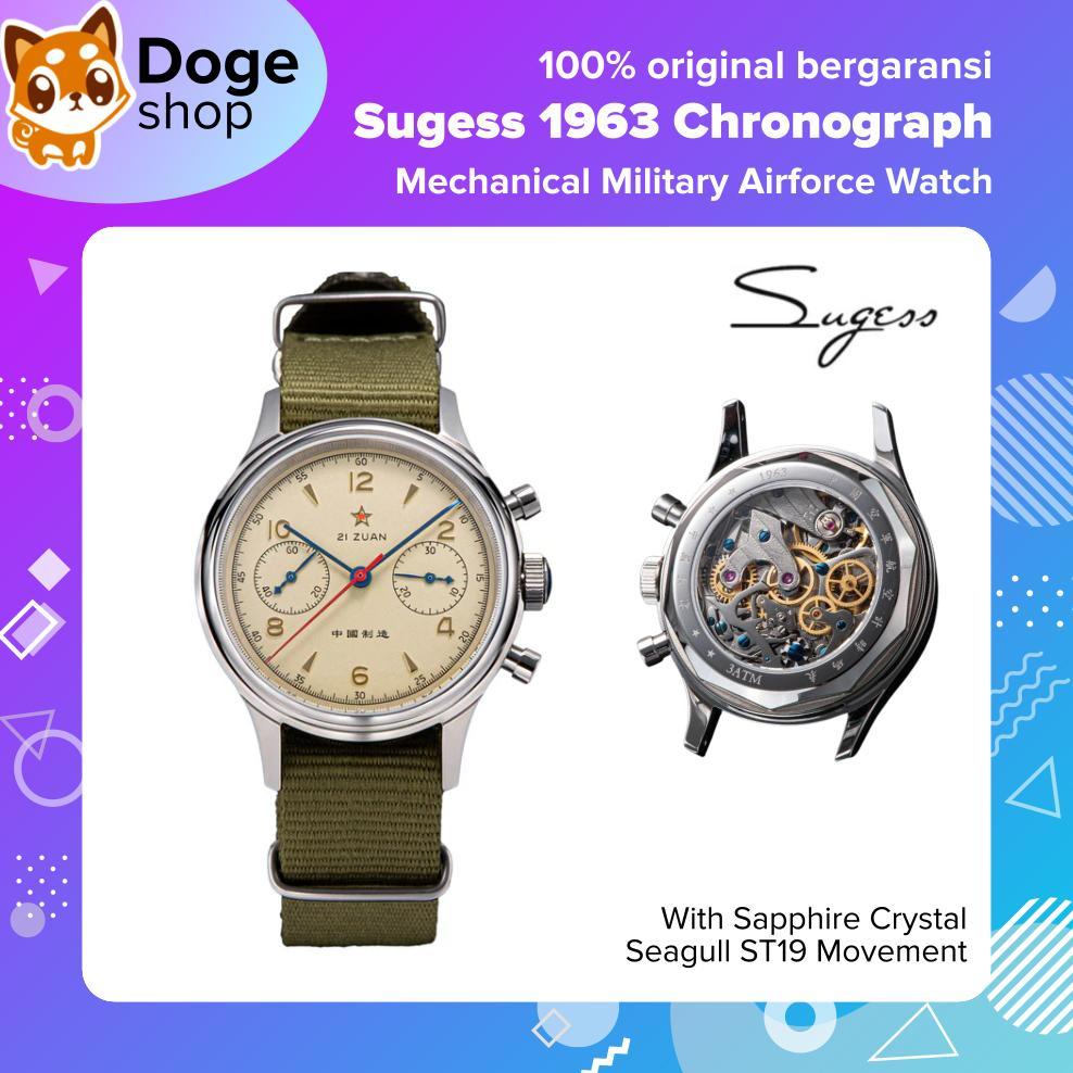 Sugess 1963 Seagull ST19 Mechanical Movement Chronograph Airforce Pilot Watch Jam Tangan