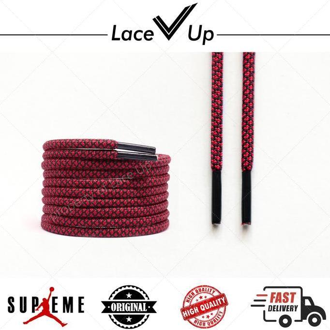 Tali Sepatu Yeezy 350 V2 Bred Shoels - Red/Black