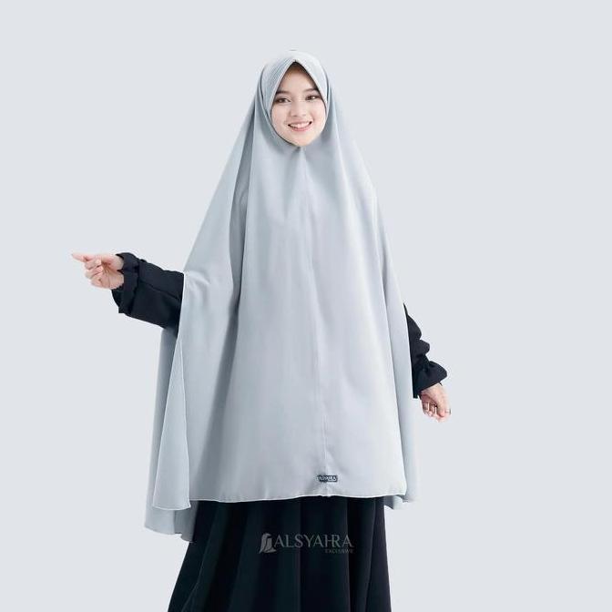 Alsyahra Exclusive Set Khimar Syari Handsplit Pad Cadar Tali Platinum Wolfis Muslim Jilbab Kerudung