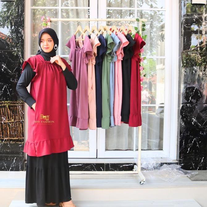 Daster Fuji Crinkle Wanita Dewasa bahan Airflow / Dress Cantik Nyaman Kerut Dada Rempel Hitam Navy P