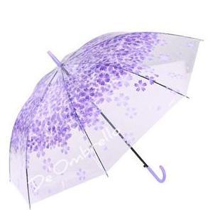 (005EE-1)Payung PVC Tongkat Transparant Motif Sakura/Payung Korea/Payung Tongkat murah