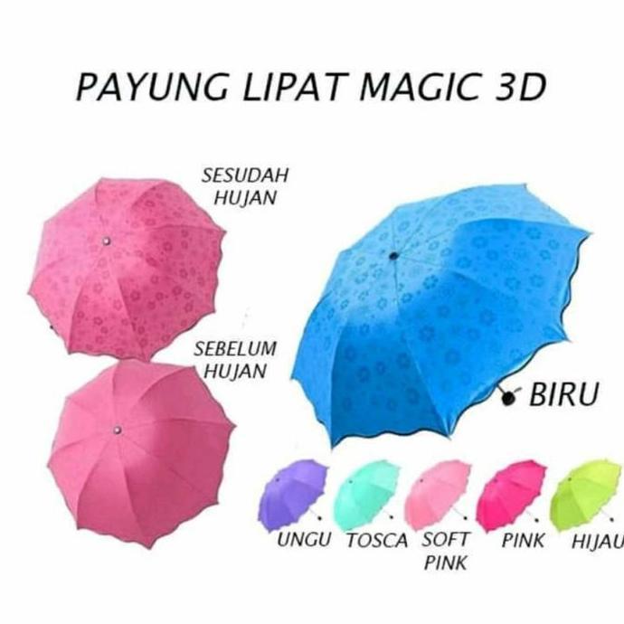 COD!!!Payung Magic 3D - Payung Lipat Lapisan Hitam -Payung Magic Lipat murah