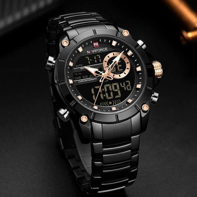 Ready JAM TANGAN NAVIFORCE NF9163 DOUBLE TIME ORIGINAL ANTI AIR TERMURAH