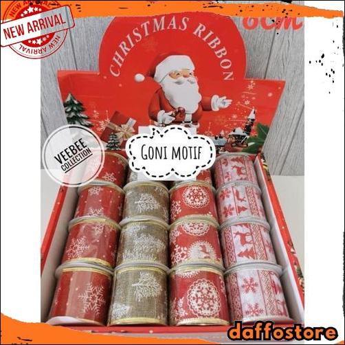 Gercep Pita Motif Natal 6cm goni motif tile motif/ pita roll natal/ ribbon