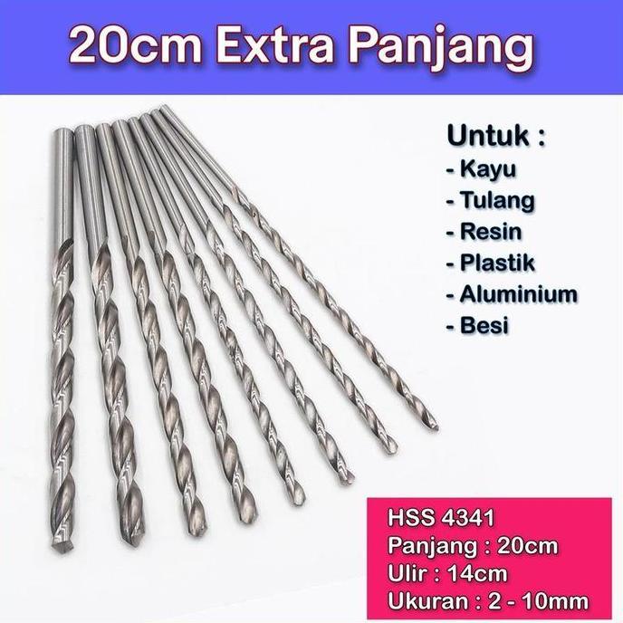 MATA BOR HSS KAYU BESI 6MM 8MM 10MM PANJANG 20CM 200MM