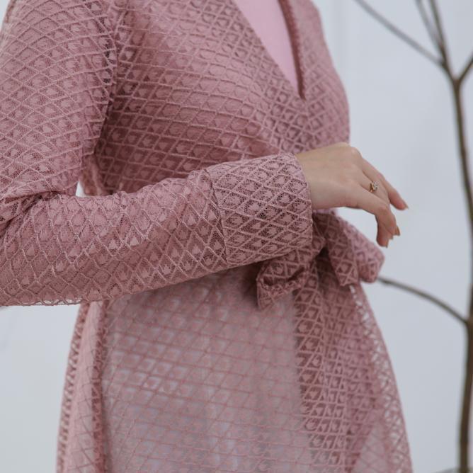 Sabrina Outer Lace Brokat Diamond Long Outer Atasan Brukat Wanita Outwear Wanita Kekinian Cardigan K