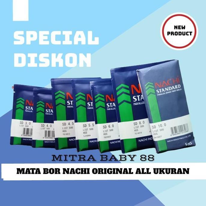 ORI NACHI Mata Bor Besi 1 1.5 2 2.5 3 3.5 4 4.5 5 mm HSS ORIGINAL ASLI - Available