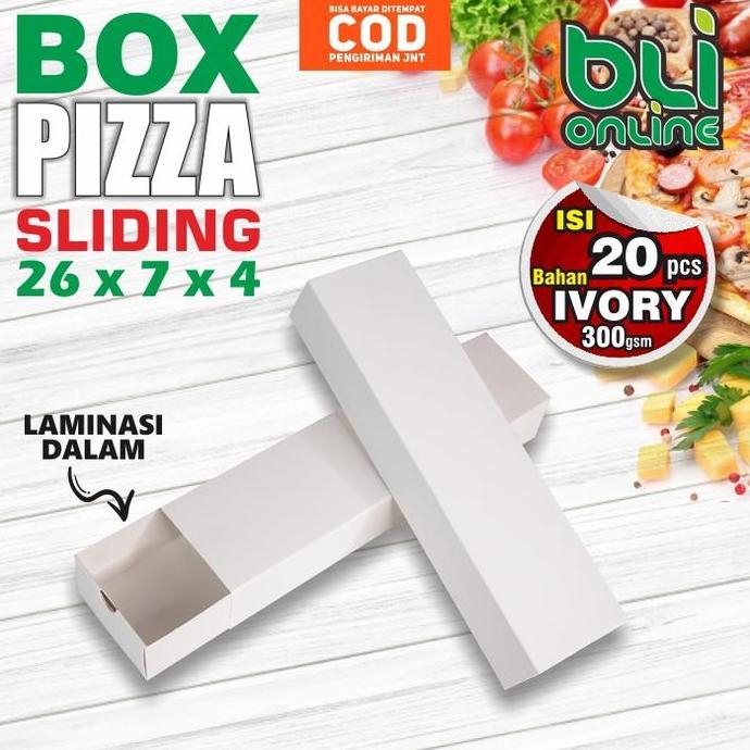 Box Pizza Sliding POLOS 26 x 7 x 4 / isi 20pcs / Box Pizza Panjang / Box Pizza persegi / Kotak Pizza