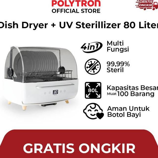 Polytron Kitchenmate Dish Dryer Uv Sterilizer Botol Bayi Rak Pengering Piring 80 Liter Pdd 801Uv