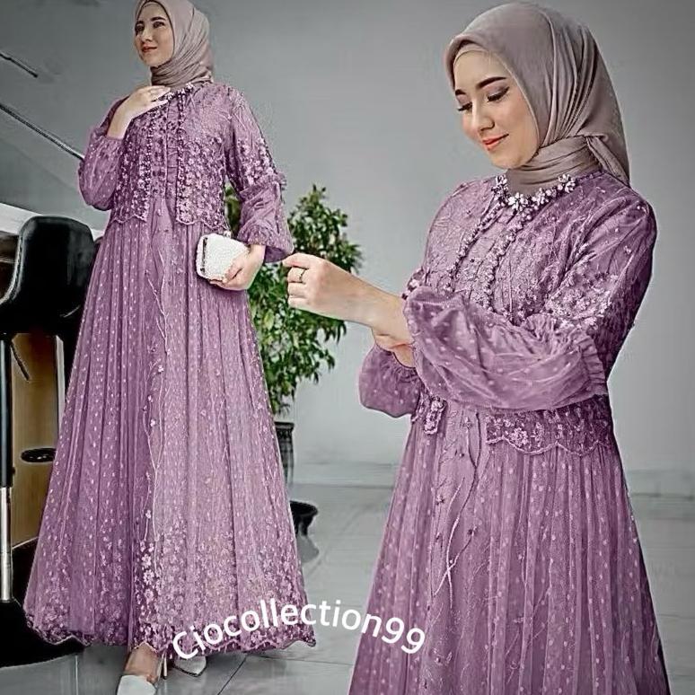 Maxi Bianka Gamis Pesta Brukat Dres Kondangan Remaja Wanita Kekinian Gamis Brukat Terlaris