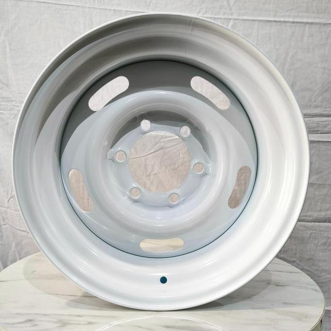 4 buah Velg Besi FT1501 16x7.0 6H 139.7 ET0 110 WHITE Dop Chrome  Ring 16 R16 lebar 7 SMOOTHIE Class