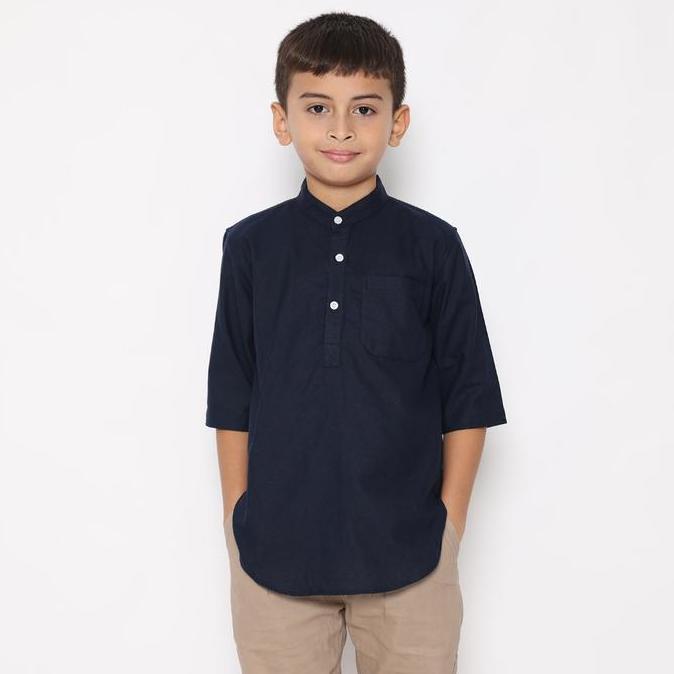 Dancus Kemeja Koko Pakistan Anak / Koko Kurta Anak Warna Navy Olrm258