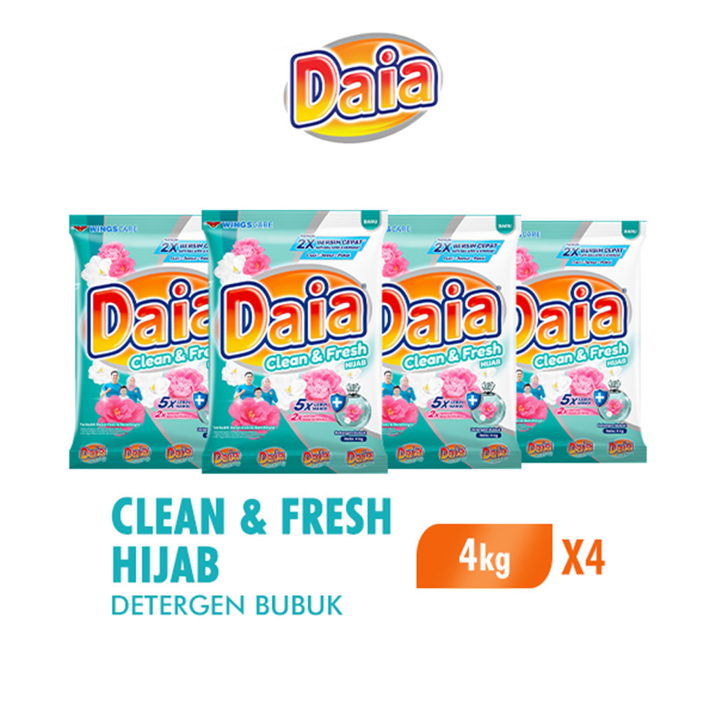 Daia Detergen Bubuk Clean & Fresh Hijab 4 kg x4