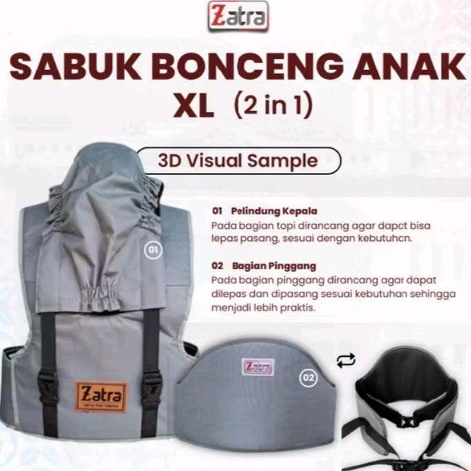Sabuk Bonceng Anak Usia 4-12 Tahun Zatra XL 2 in 1 Gendongan Pengaman Boncengan Motor Depan Belakang