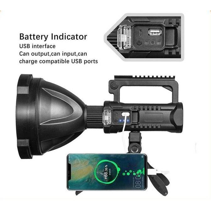 Senter LED Sorot Jarak Jauh Super Terang X2000 W590/W591 Lampu Senter Jumbo Big Lamp LED Multifungsi