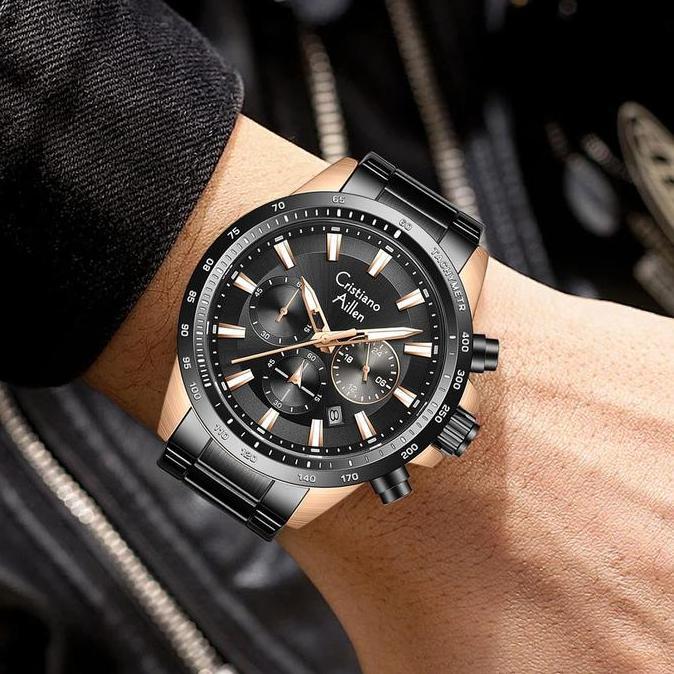 Buy 1 Get 1 Cristianoaillenjamtanganpriaanalog8891Rantaistainlesssteelchronographkacasapphirewaterre