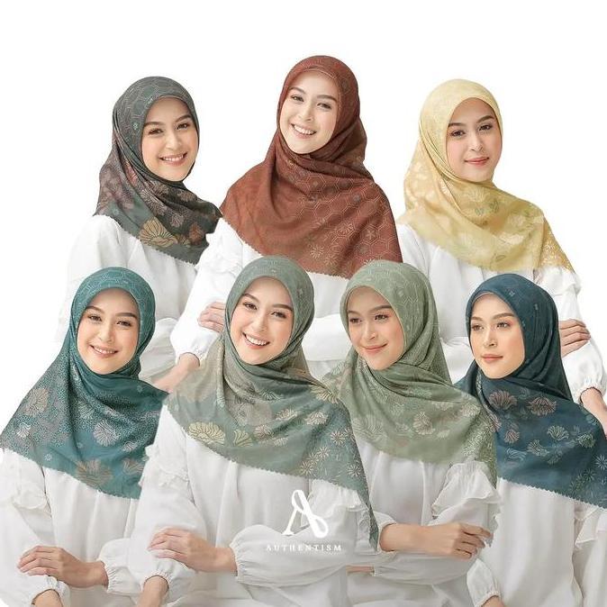 Authentism - Queen Bee Series Exclusive Printed Scarf Kerudung Segi Empat Ultrafine Voal  Square  Mu