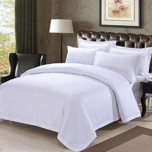 HARGA DISC - Sprei Fitted Full Katun DOBBY Premium Polos Putih TC 300 (Sprei Only)