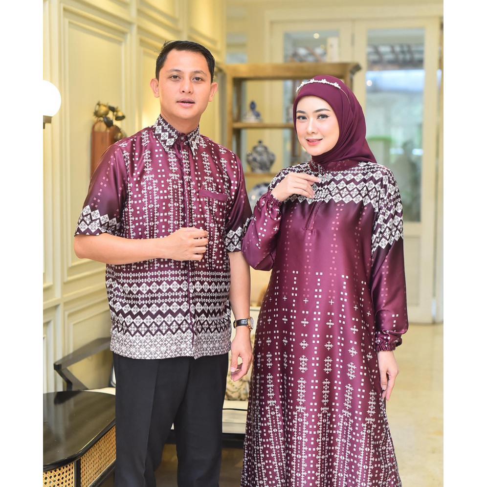 GAMIS CELIN COUPLE PASANGAN GAMIS KEMEJA SILK PREMIUM MOTIF BUNGA TERBEST SELLER |GAMIS KONDANGAN LE