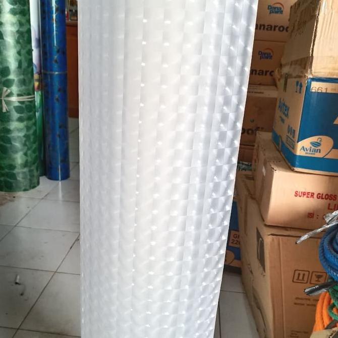 Promo Fiber Pagar Plastik Penutup Pagar Putih Motif 3 D Harga Permeter Cod