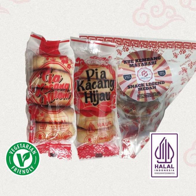 Paket Cemilan Vegetarian : kue pia cetak kacang hitam, kue pia cetak kacang hijau, kue kering kacang