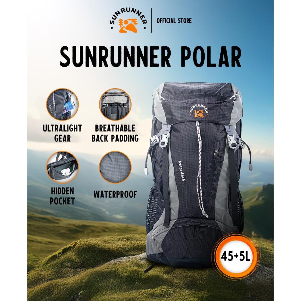 TAS GUNUNG BACKPACK 50L CARRIER HIKING CAMPING PRIA OUTDOOR + RAINCOVER SUNRUNNER #SNR6028