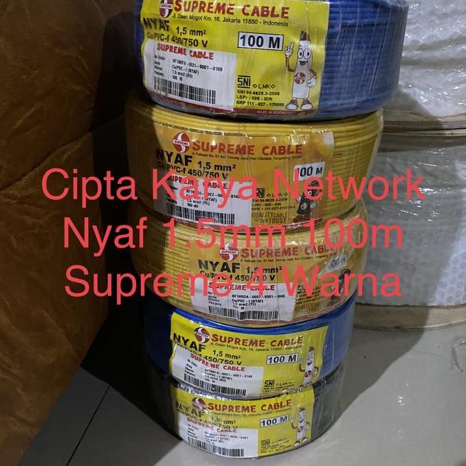 Promo Kabel Supreme Nyaf 1.5Mm 100m / NYAF 1,5mm / AF 1.5mm / AF1.5 4 Warna / NYAF 1.5 SUPREME SERAB