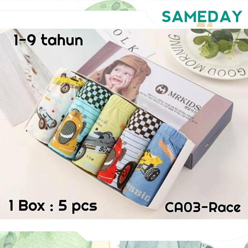 Ca03 5Pc Celana Dalam Katun Anak Laki-Laki Cowok Dengan Kotak (1-9Thn) - Ca03-Dino, 60 Grab