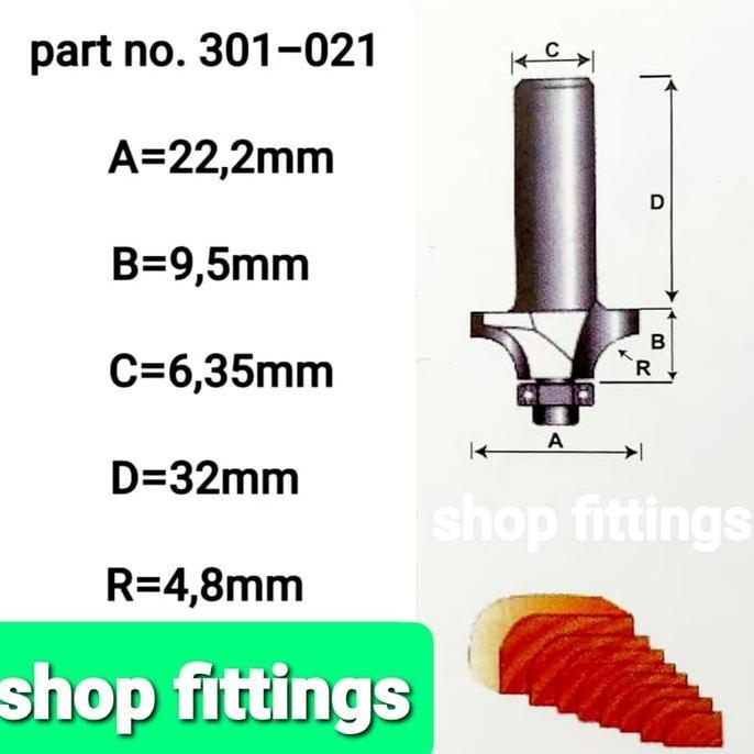 Mata Router Profil Edging HPL R 5 mm Bulat Round Over Bit benz 301 021