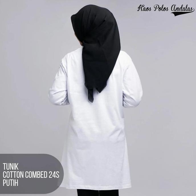 DV148 >> Kaos Polos Tunik Untuk Muslimah Bahan Katun Combed 24s Warna Putih