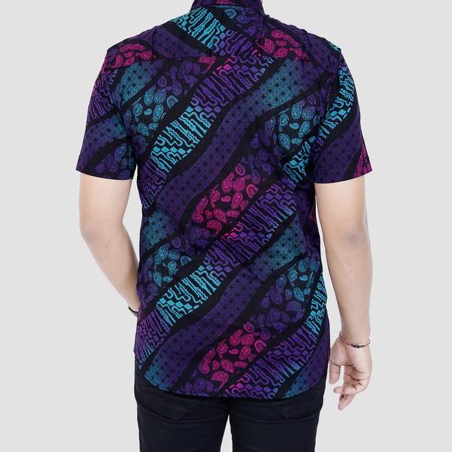 Batik Pria Lengan Pendek- Kemeja Batik Pria - Batik Motif Gradasi Biru