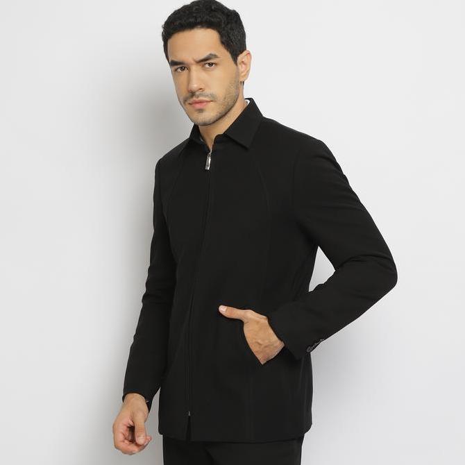 Jasket Semi Jas Formal Pria/Jas/Blazer Jackerton (Hitam) Jaket Kerja Keren Santai Nyaman Casual