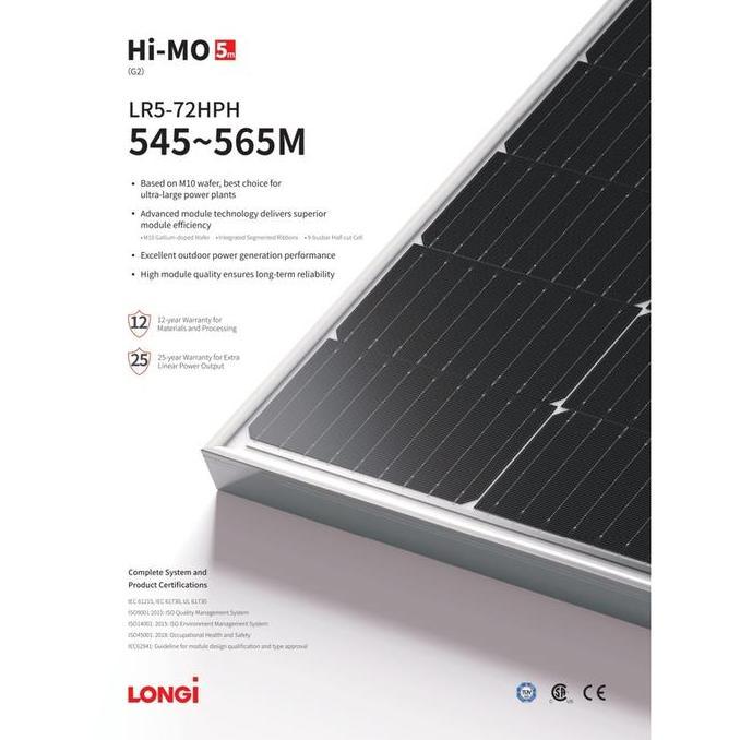 Panel Surya LONGi 550Wp Mono PERC Halfcut Solar Module / Panel Surya 550 Wp