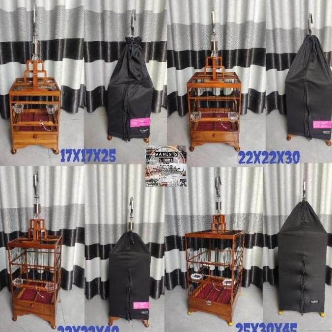 Sangkar burung kecil 22x22 & 17x17 Jati ruji Fiber fullset