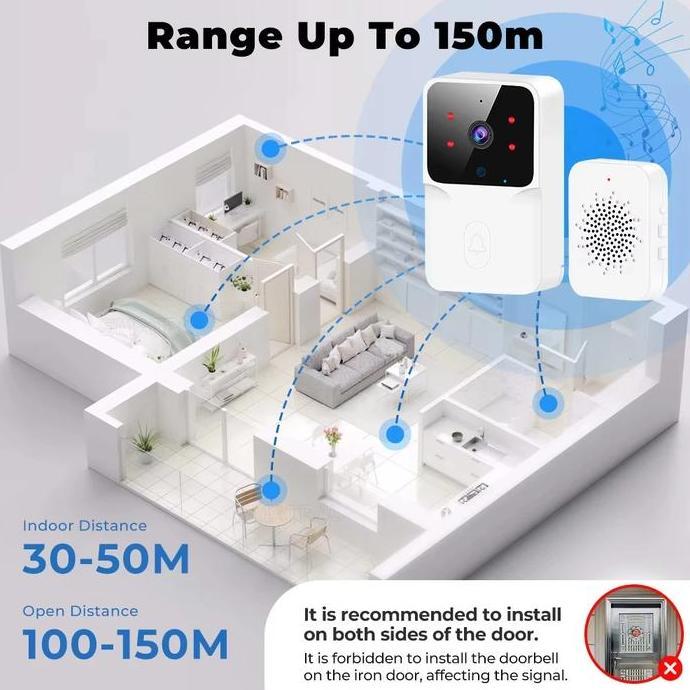 Bel Rumah Tanpa Kabel Bel Pintu Rumah Wireless Kamera WIFI Video Doorbell Smart Door Bell Kamera