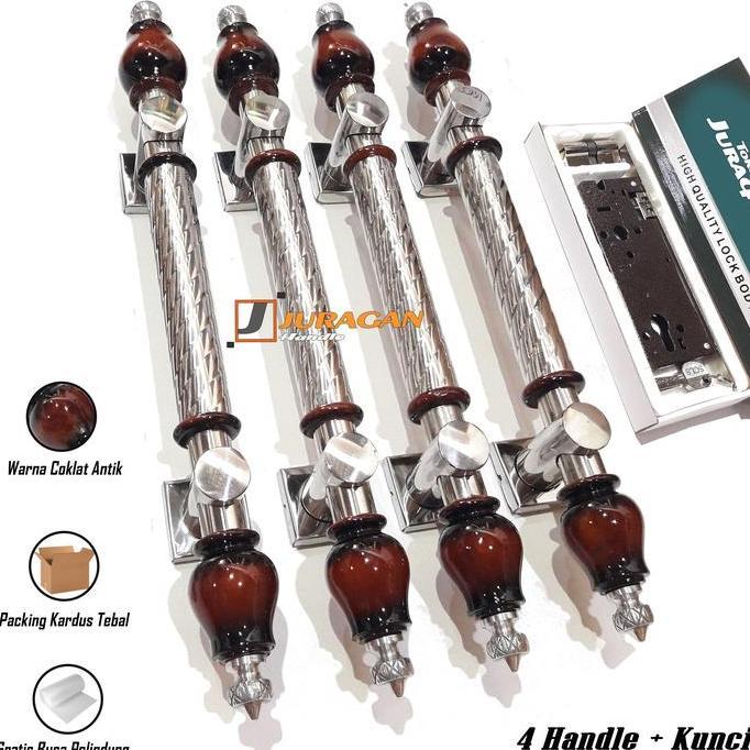 handle pintu 1 set kunci 50 cm - handle pintu minimalis panjang - gagang pintu 2 daun pintu depan ut