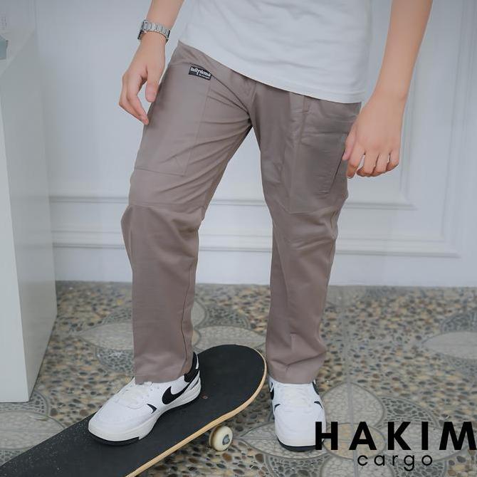 Celana Cargo Anak Laki Laki Pria Remaja Dewasa  Hakim Katun Formal Panjang Hitam