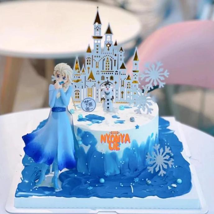 CCF01A Cake Topper FROZEN 3D JUMBO ELSA Figure Boneka Karakter Dekor Kue Ulang Tahun Nyonya Lie Prom
