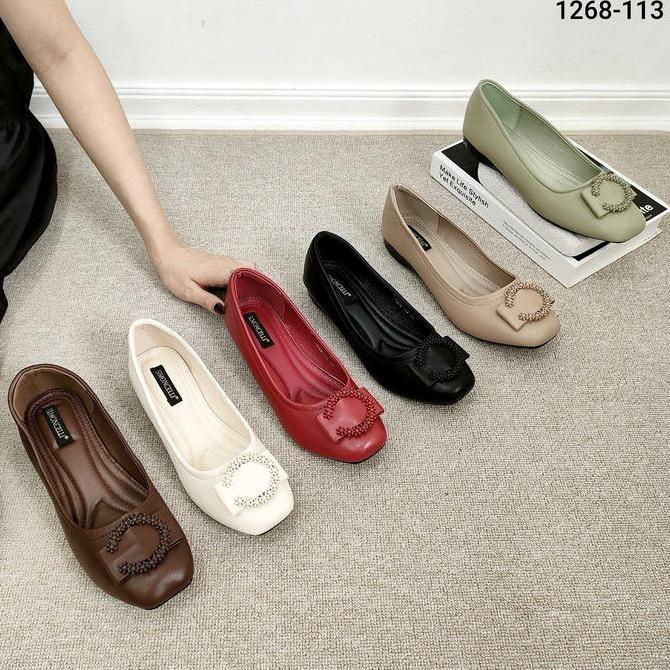 Simoncelli Sepatu Wanita Big Size 41-44 & Small 36-40 Flatshoes kerja Sepatu Jumbo Kerja Kondangan P