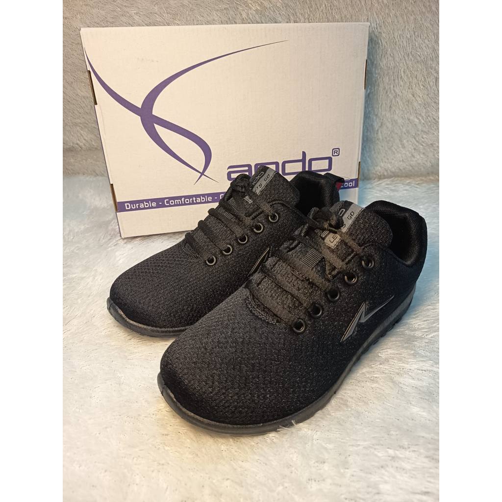 ANDO [37-40] Sepatu Sekolah Tali full Hitam | NITTA DUO