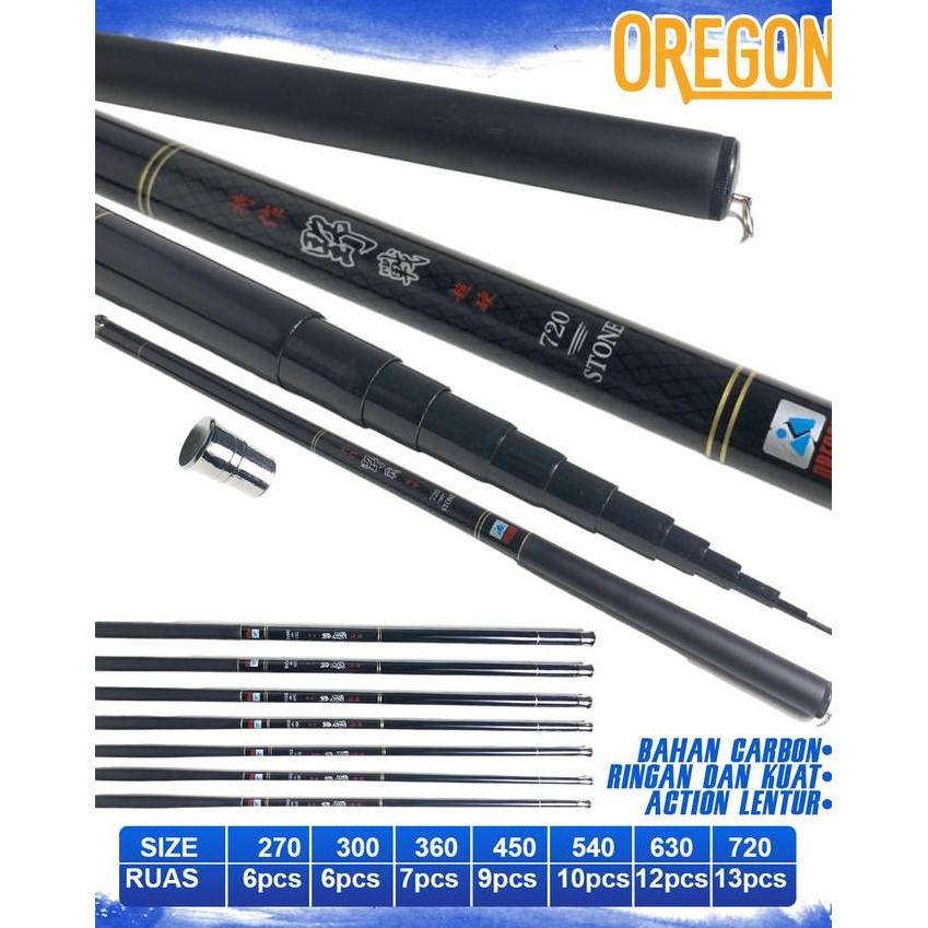 Joran Tegek Oregon Stone Carbon Mentah pancing tegek ruas panjang