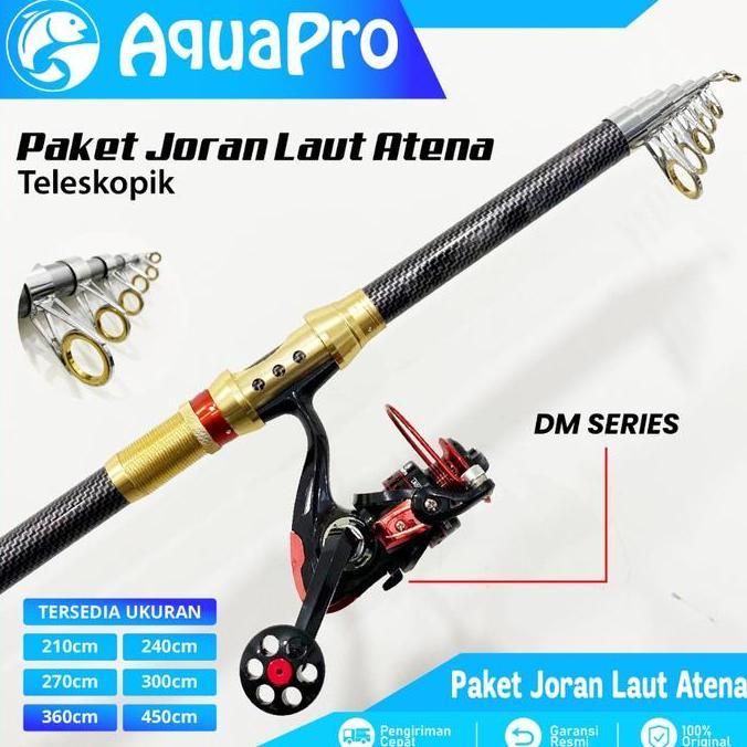 1 Set Paket Joran Pancing Laut Antena Portable High Carbon Joran Laut Teleskopik dengan Reel Pancing
