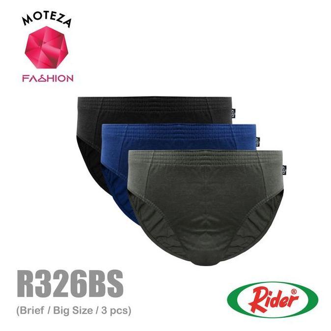 Celana Dalam Underwear Brief Pria - RIDER R 326 BS - Big Size Jumbo Nyaman Seamless Boxer Hitam