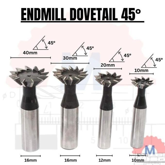 Dovetail End mill 45degree 45 derajat endmill ekor burung grooving